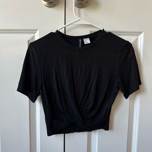 Black front-cross crop top